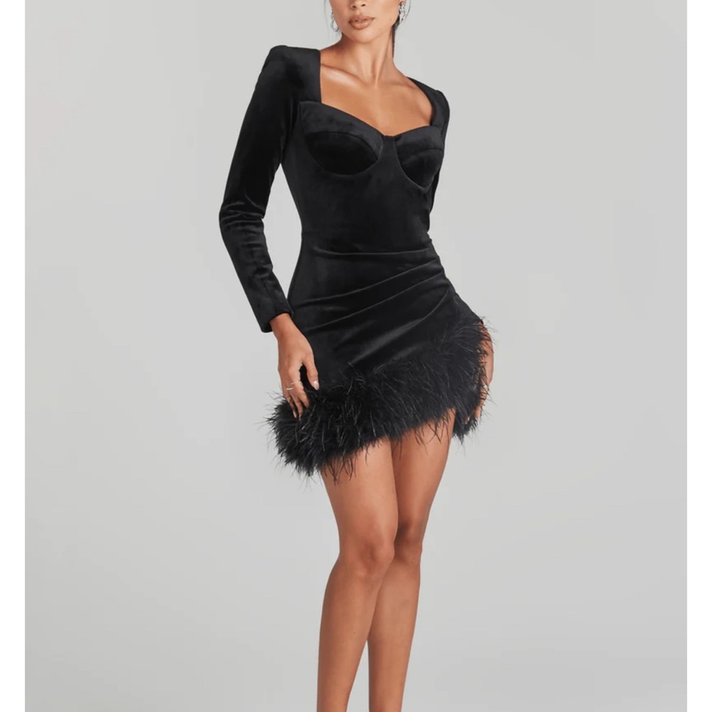 Nadine Merabi Miley Black Velvet Dress sz L US 10